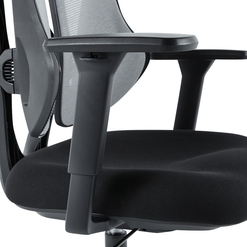 Ergonomická kancelárska stolička E-racer, sivá, sieťované operadlo, 120kg