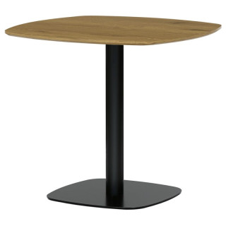 Jedálenský stôl 80x80, doska MDF, dekor dub, čierny kov
