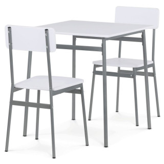 Jedálenský set 1+2, MDF biela so sivou kovovou podnožou