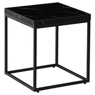 Konferenčný stolík 40x40cm, MDF čierny mramor, čierna podnož