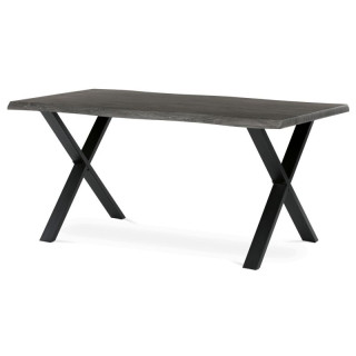 Jedálenský stôl 160x90, MDF sivý dub, nohy kov čierny v tvare X