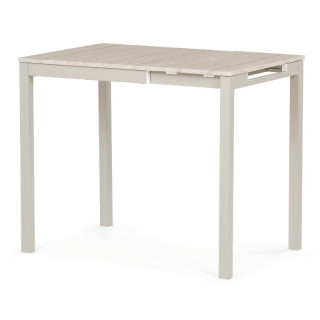 Rozkladací jedálenský stôl, travertin, 60–90 cm, s kovovými nohami