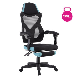 Pohodlné herné kreslo s výsuvnou podnožou čierna/neomint