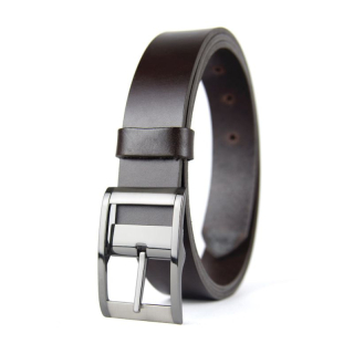 Kožený opasok FREEDOM, šírka 3.3cm - Tmavo hnedá