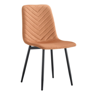 Stolička s nohami z kovu, terakota Velvet látka