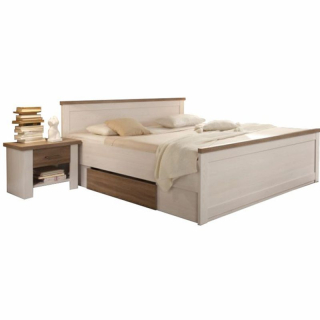 Posteľ 180x200 + 2x nočný stolík, pínia biela-dub sonoma truflový