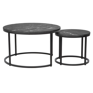 Minimalistický set 2 konferenčných stolíkov, tmavosivá-čierna