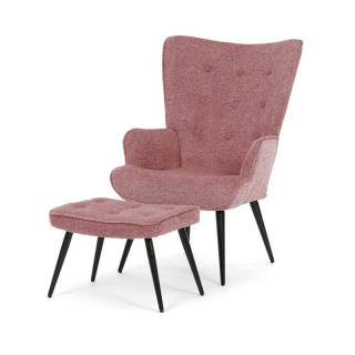 Relaxačné kreslo s podnožkou, ružová čalúnicka látka