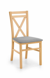 Jedálenská stolička, drevo dub medový, látka sivá