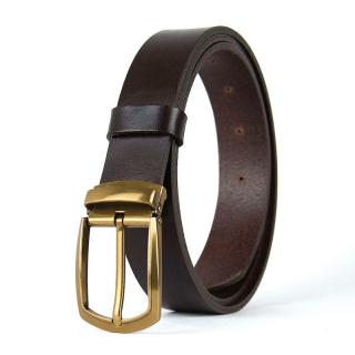 Kožený opasok HERITAGE, šírka 3,3 cm, Tmavo hnedý