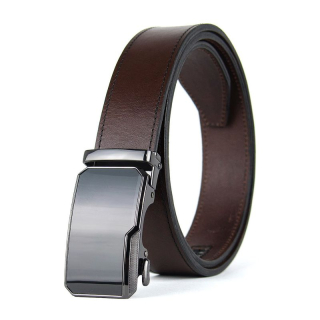 Kožený opasok NOBLEFORCE 3,5 cm, automatická pracka, Tmavo hnedý