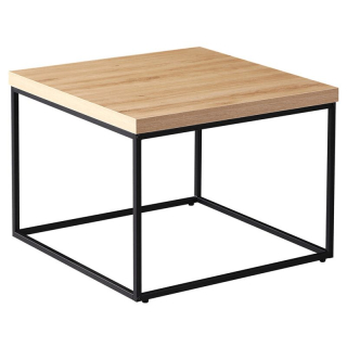 Konferenčný stolík 60x60cm, MDF divoký dub, čierna podnož