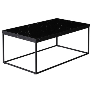 Konferenčný stolík 110x60cm, MDF čierny mramor, čierna podnož
