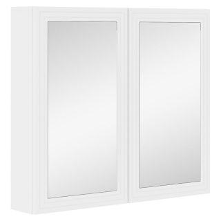 Kúpeľňová závesná skrinka so zrkadlom, 80cm, biela