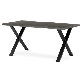 Jedálenský stôl 160x90, MDF sivý dub, nohy kov čierny v tvare X