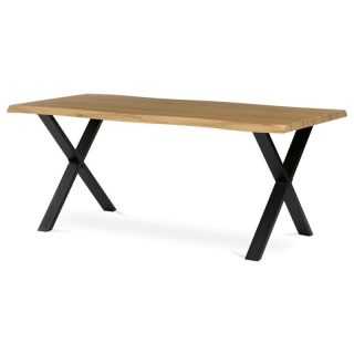 Jedálenský stôl 180x90, MDF divoký dub, nohy kov čierny v tvare X