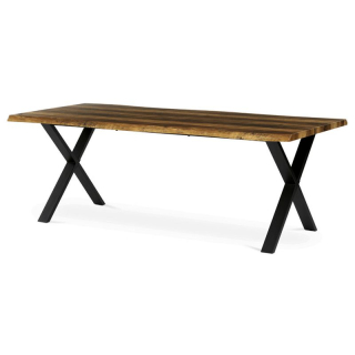 Jedálenský stôl 210x100, MDF old wood, nohy kov čierny v tvare X