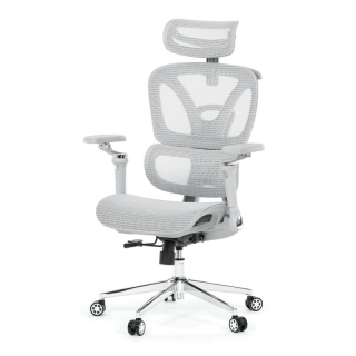 Ergonomická kancelárska stolička, sivá, so sieťovaným operadlom