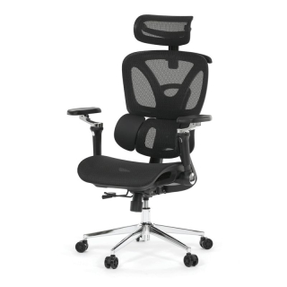 Ergonomická kancelárska stolička, čierna, sieťované operadlo a 5D podrúčky
