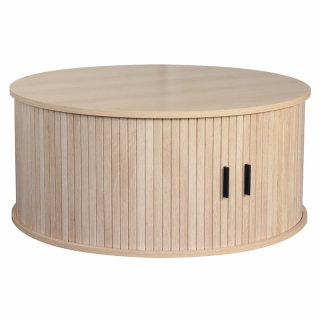 Okrúhly konferenčný stolík, dub, 80 cm, s úložným priestorom