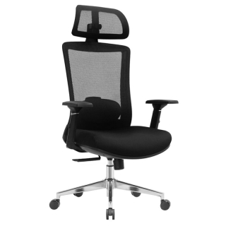 Ergonomické kancelárske kreslo čierne, chróm, 200 kg
