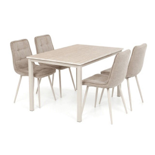 Moderný jedálenský set 1+4, 110x70cm, béžové stoličky, travertín