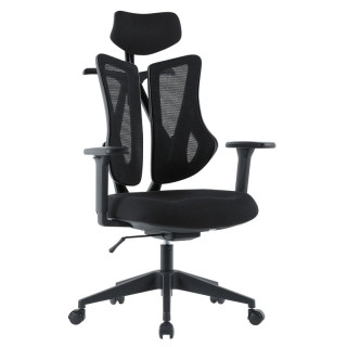 Ergonomická kancelárska stolička čierna, dvojdielne sieťované operadlo, 120kg