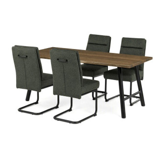Jedálenský set so 4 stoličkami, 180x90cm, zelená látka, dýha orech