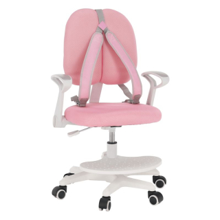 Ergonomická rastúca stolička s podnožou a trakmi, ružová