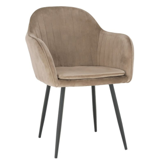 Dekoratívne prešívané dizajnové kreslo, sivohnedá Taupe Velvet látka