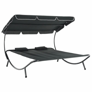 Záhradná posteľ pre dve osoby v sivom prevedení