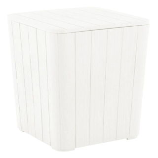 Záhradný úložný box/príručný stolík, biely