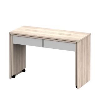 Rozkladací moderný PC stôl so šuplíkmi, dub sonoma/biely