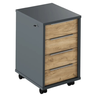 Moderný kontajner so zámkom z kvalitnej DTD, grafit/dub artisan