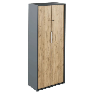 Moderná skriňa so zámkom, grafit/dub artisan