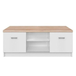 Dokonalý RTV stolík, biela-dub sonoma, woodline krem