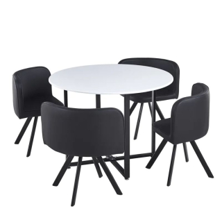 Moderný jedálenský set 1+4 vo farbách biela a čierna