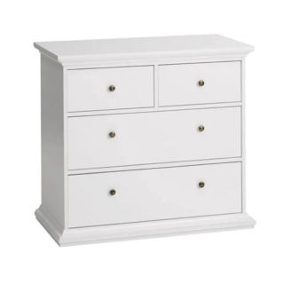 Romantická komoda štvorzásuvková, biela